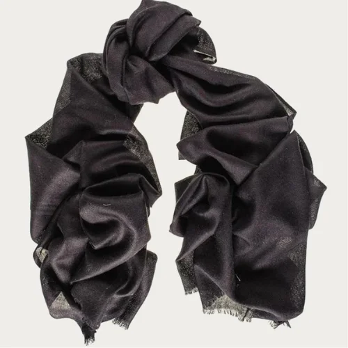 Classic Black Cashmere and Silk Scarf