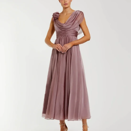 Pink Chiffon Cowl Neck Dress