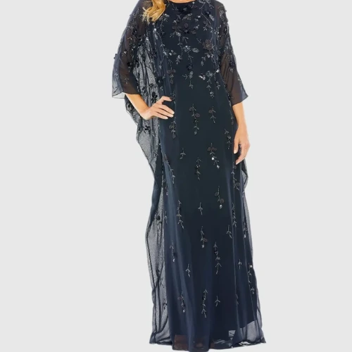 Midnight Floral Embellished Kaftan Gown
